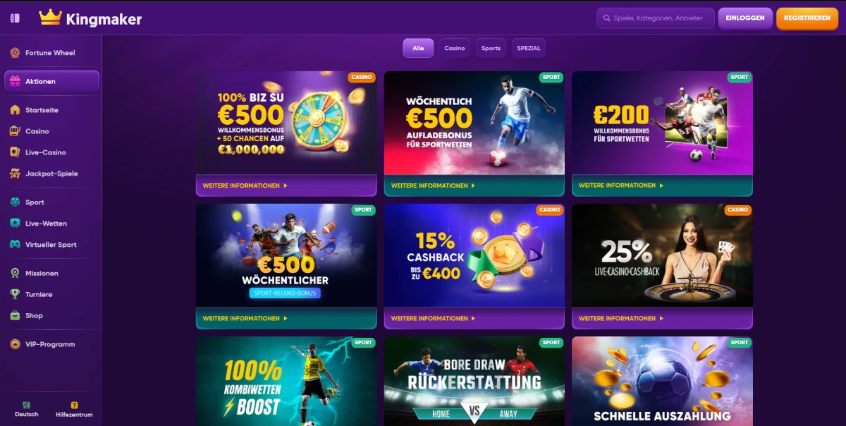 Kingmaker Casino Bonus